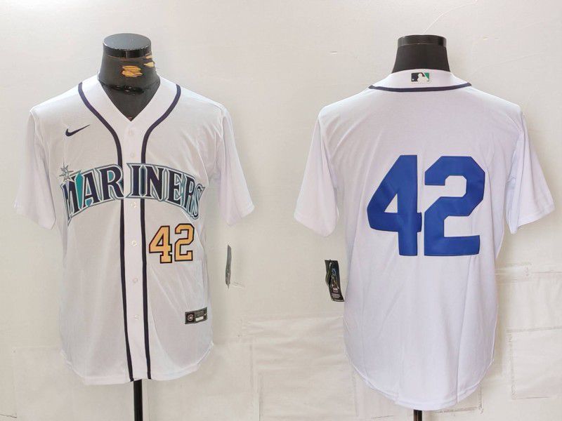 Men Seattle Mariners #42 No Name White Game 2024 Nike MLB Jersey style 2->seattle mariners->MLB Jersey